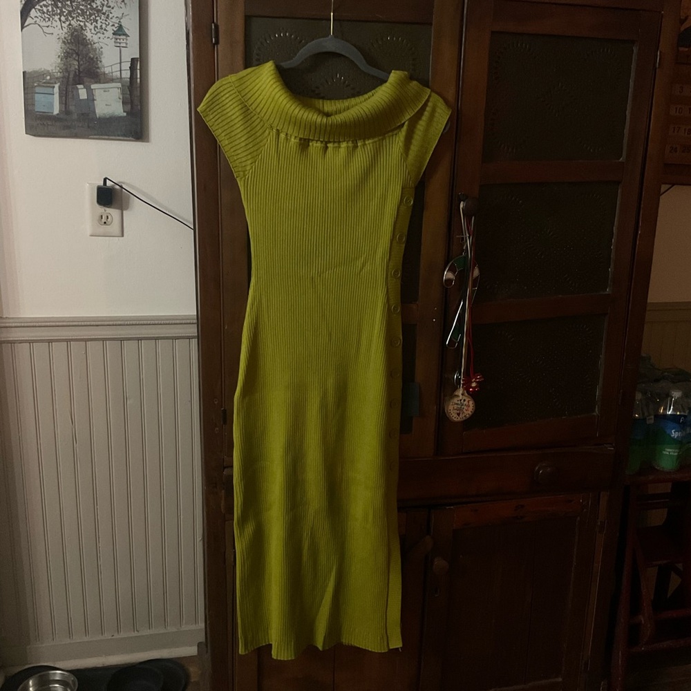 Lulus Ribbed Cowl Neck Sweater Dress L NWT